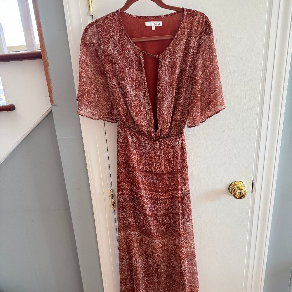 Red Printed Wrap Dress